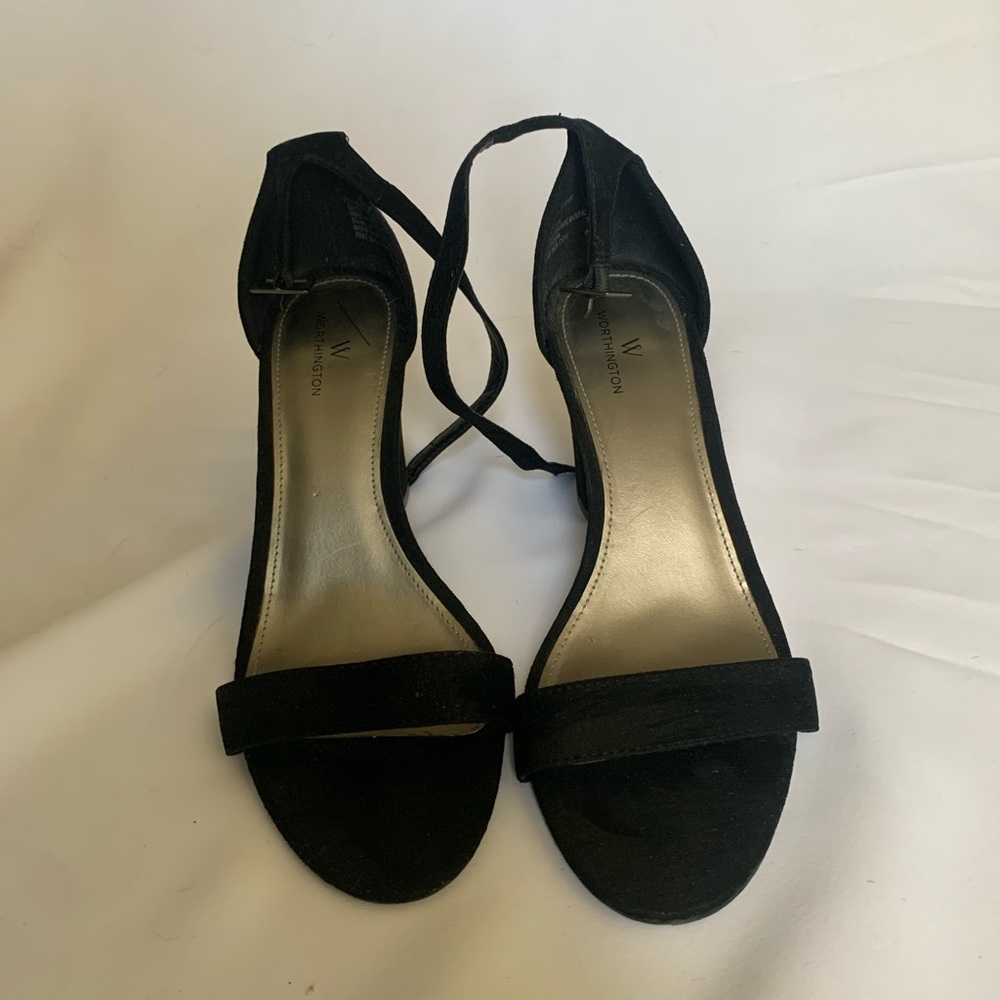 Black suede chunky heels from Worthington